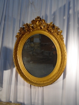 miroir oval louis xv doré 