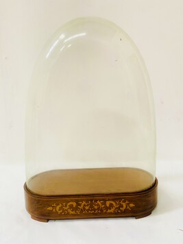 Ancien globe d'horloge ou pendule Charles X base en marqueterie . XIX siècle .
