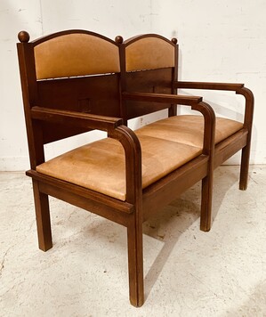 Banquette deux place art déco en acajou massif . XX siècle.