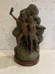 groupe art déco en régule sujet couple en détresse sur socle bois . XX siècle 