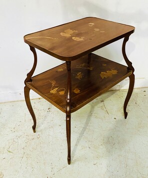 guéridon deux plateaux marqueterie art nouveau école de Nancy . XX siècle .