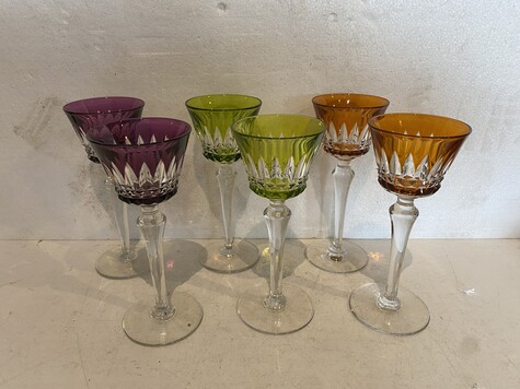 six verres en cristal marque Baccarat model piccadilly . XX siècle .