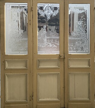 suite de trois portes gravées décor fable de la Fontaine . XX siècle .