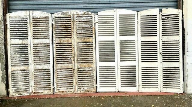 Suite of four pairs of louvered shutters